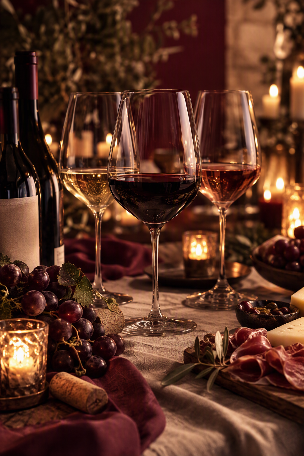 Vino servido en copas durante una cata
